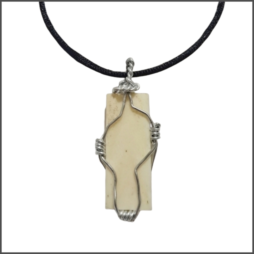 🎄10/$20.  Rectangular Marble Hand Wired Pendant with Adjustable Rope Necklace